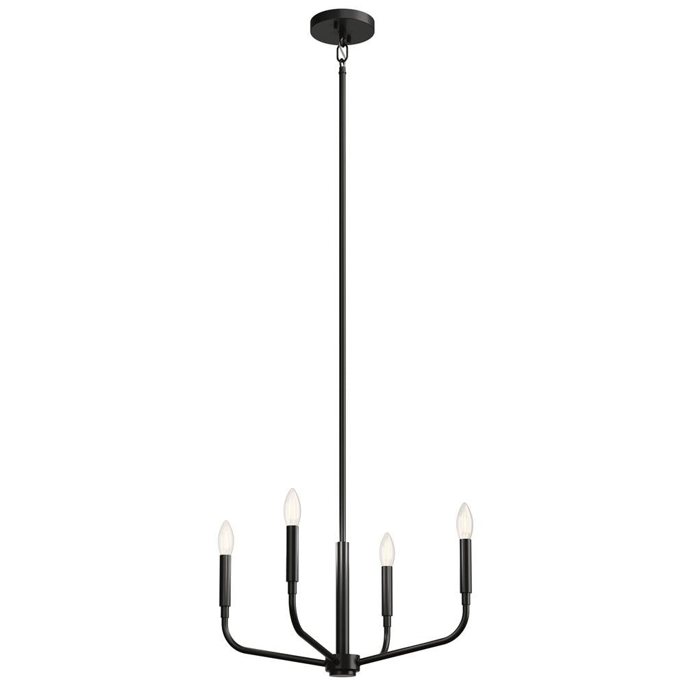 Kichler Lighting 52716BK Black Madden 20 Inch 4 Light Convertible Chandelier In Black Image 1