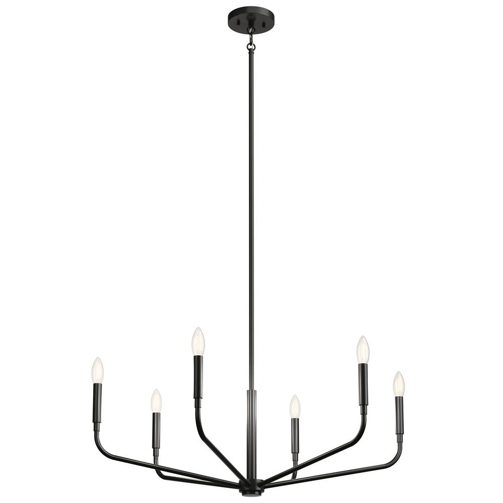 Kichler Lighting 52718BK Black Madden 32 Inch 6 Light Chandelier In Black Image 1