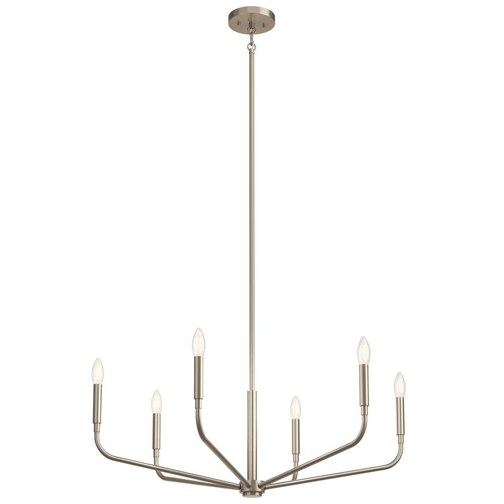 Kichler Lighting 52718NI Brushed Nickel Madden 32 Inch 6 Light Chandelier In Brushed Nickel Image 1