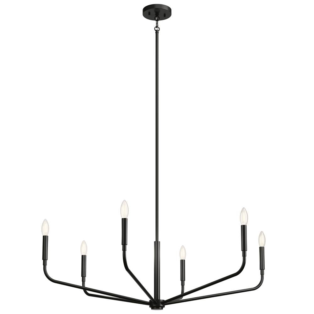 Kichler Lighting 52719BK Black Madden 38 Inch 6 Light Chandelier In Black Image 1