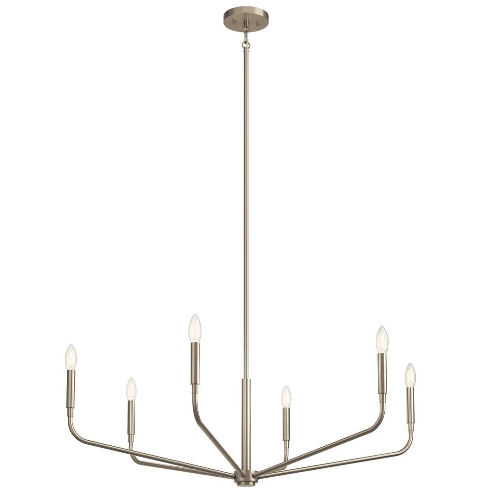 Kichler Lighting 52719NI Brushed Nickel Madden 38 Inch 6 Light Chandelier In Brushed Nickel Image 1