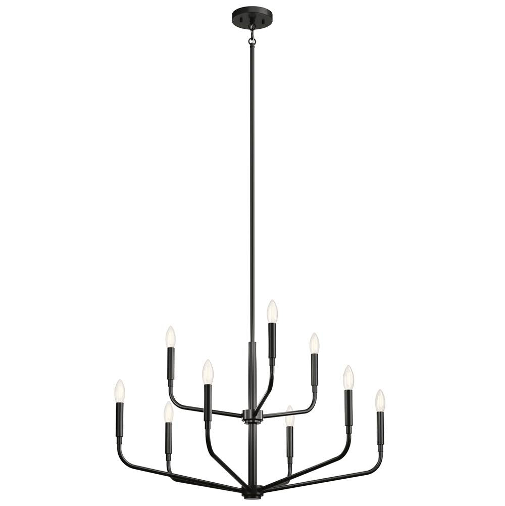Kichler Lighting 52720BK Black Madden 32 Inch 9 Light 2-tier Chandelier In Black Image 1