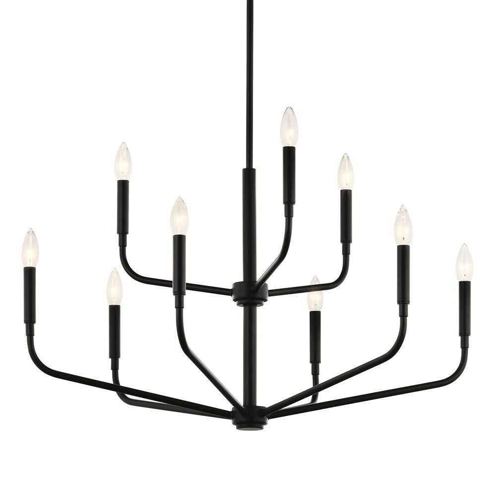 Kichler Lighting 52720BK Black Madden 32 Inch 9 Light 2-tier Chandelier In Black Image 6