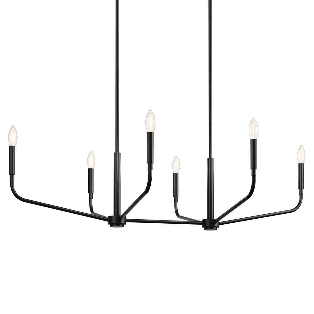 Kichler Lighting 52721BK Black Madden 45 Inch 6 Light Linear Chandelier In Black Image 5
