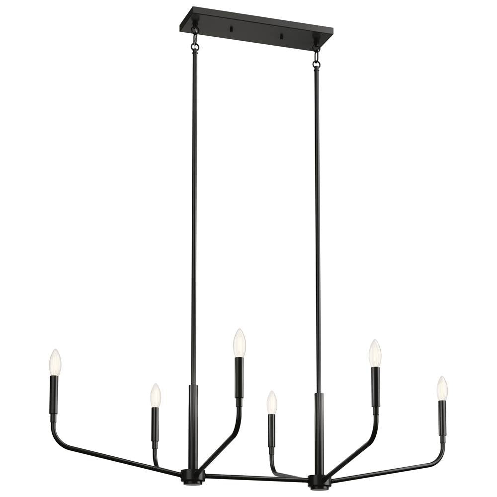 Kichler Lighting 52721BK Black Madden 45 Inch 6 Light Linear Chandelier In Black Image 1