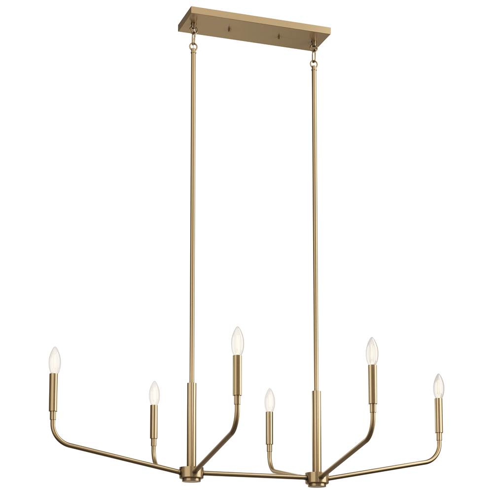 Kichler Lighting 52721CPZ Champagne Bronze Madden 45 Inch 6 Light Linear Chandelier In Champagne Bronze Image 1