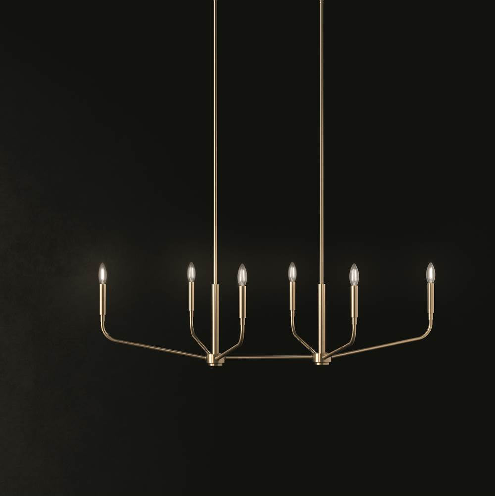 Kichler Lighting 52721CPZ Champagne Bronze Madden 45 Inch 6 Light Linear Chandelier In Champagne Bronze Image 2