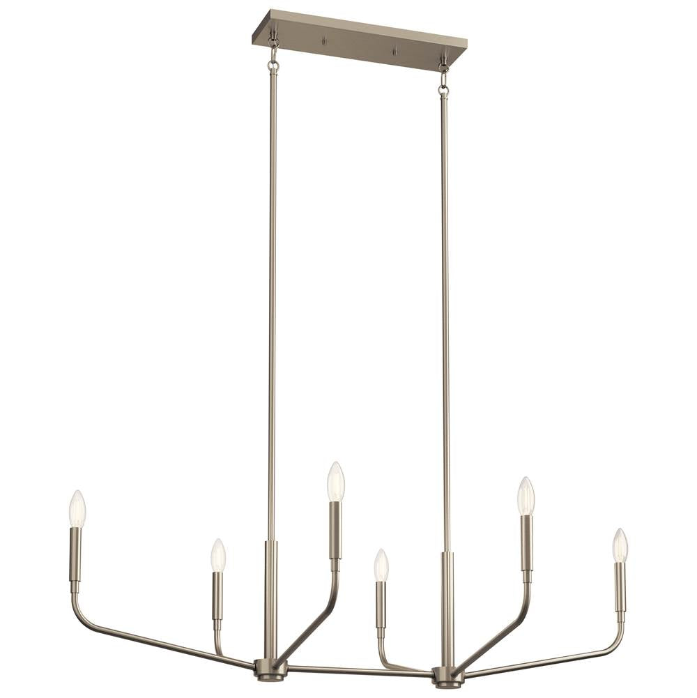 Kichler Lighting 52721NI Brushed Nickel Madden 45 Inch 6 Light Linear Chandelier In Brushed Nickel Image 1