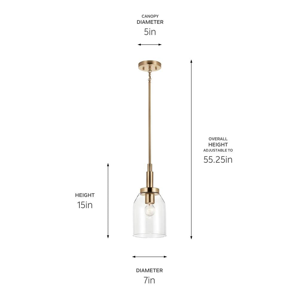 Kichler Lighting 52725CPZ Champagne Bronze Madden 15 Inch 1 Light Mini Pendant With Clear Glass In Champagne Bronze Image 3