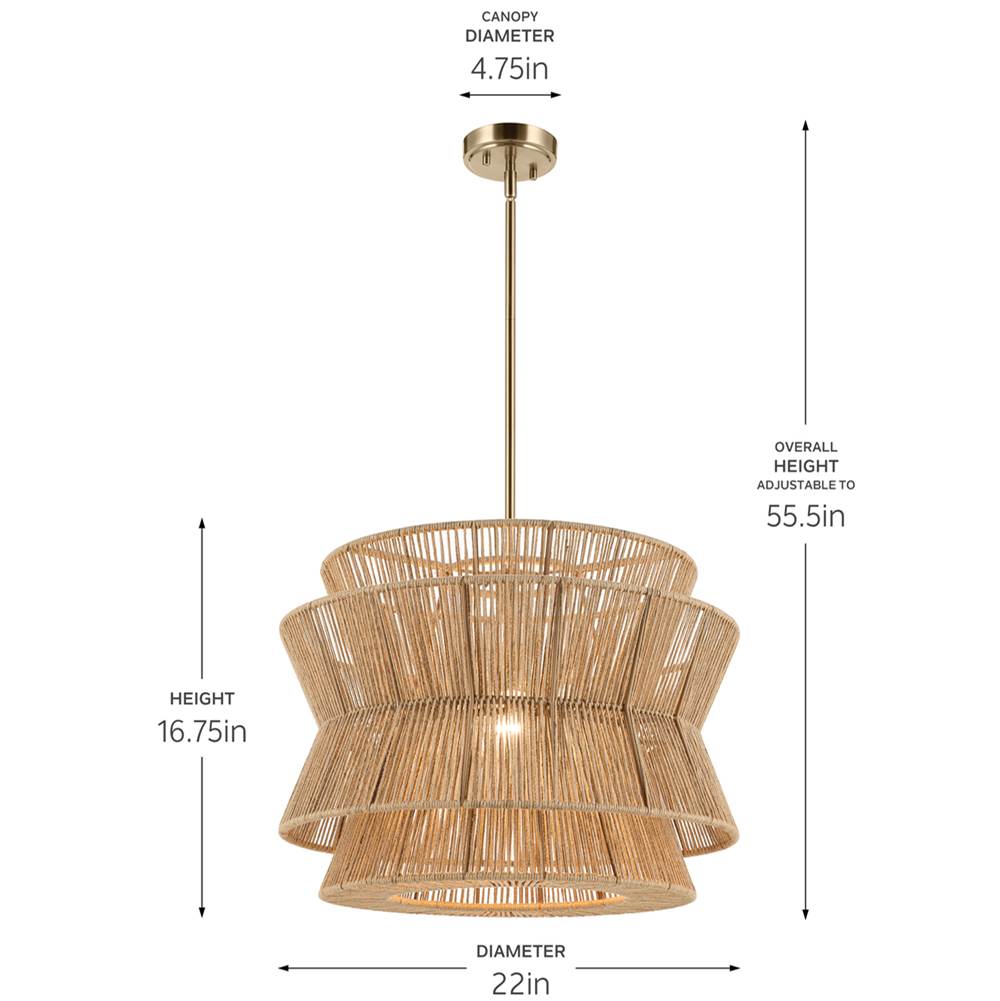 Kichler Lighting 52734CPZ Champagne Bronze Pendant 1lt Image 2
