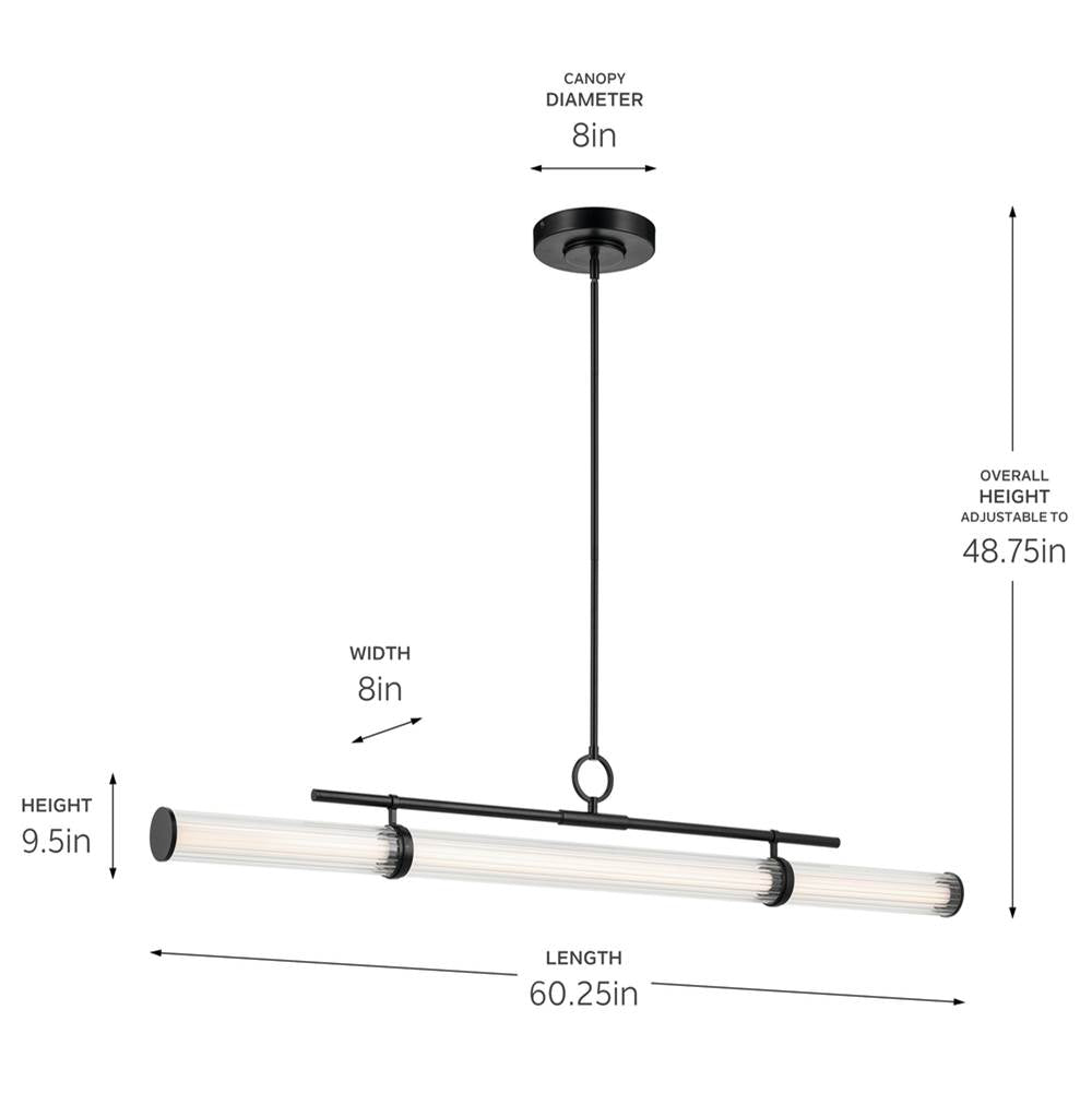 Kichler Lighting 52754BKLED Black Linear Chandelier Extra Large Image 2