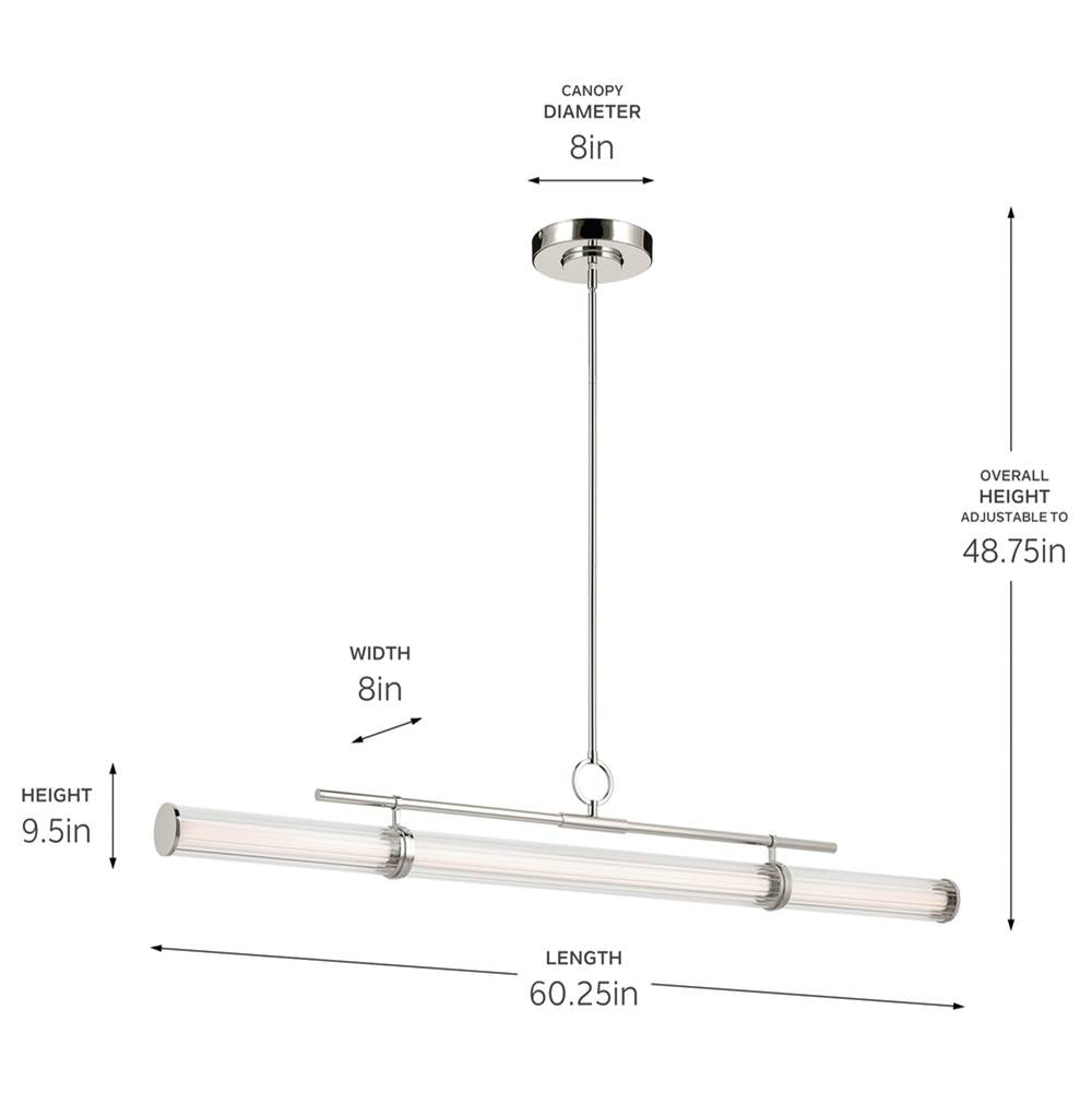 Kichler Lighting 52754PNLED Polished Nickel Linear Chandelier Extra Large Image 2