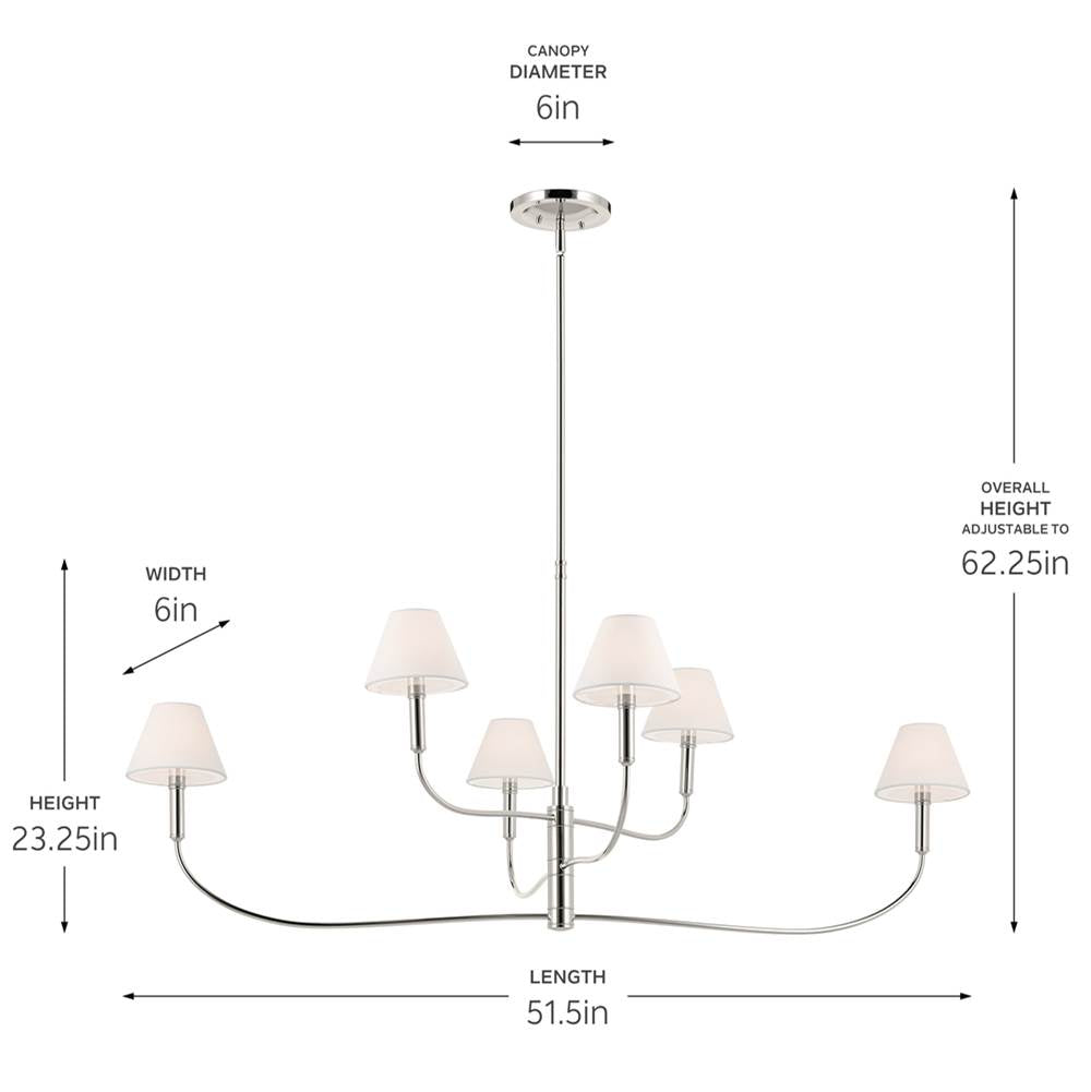 Kichler Lighting 52768PN Polished Nickel Chandelier Extra Large Multi Tier 6lt Image 2