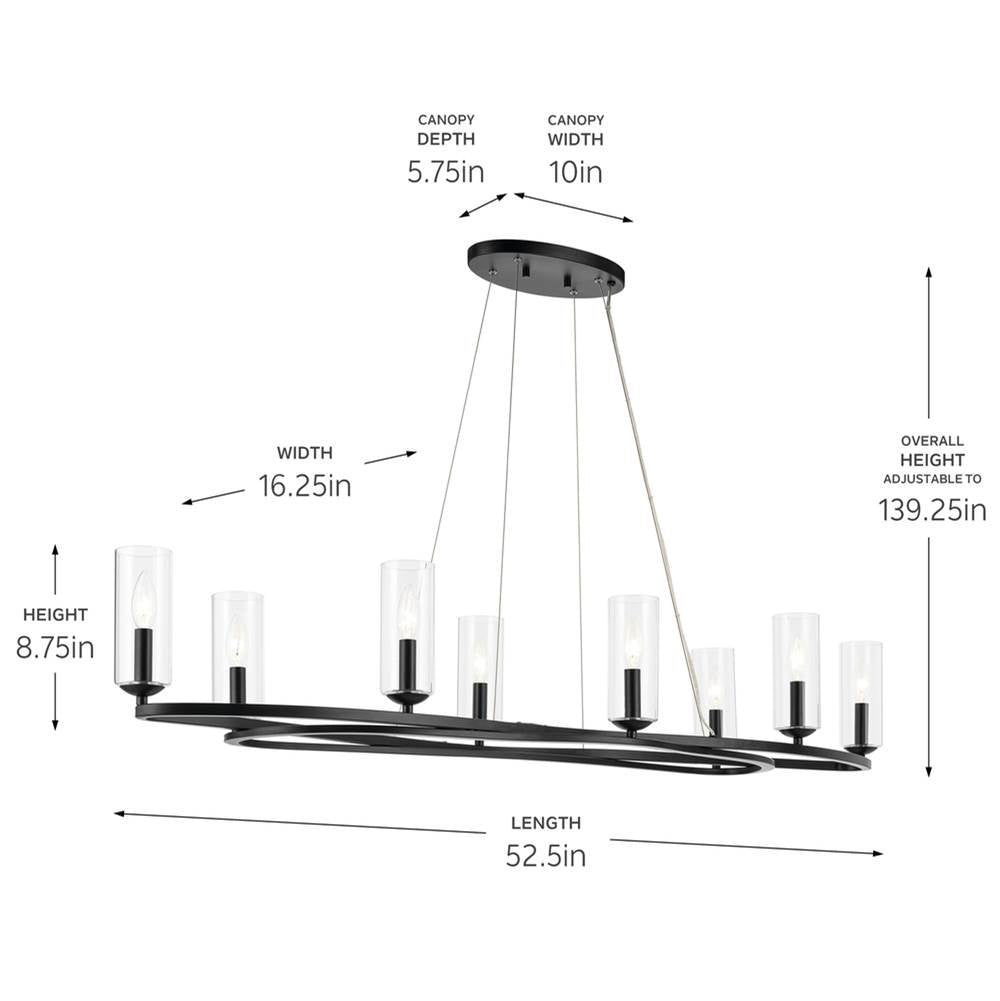 Kichler Lighting 52772BK Black Oval Chandelier 8lt Image 2