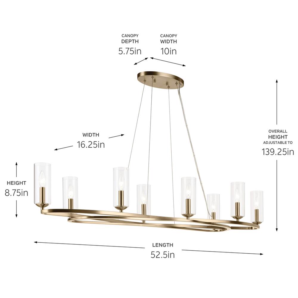 Kichler Lighting 52772CPZ Champagne Bronze Oval Chandelier 8lt Image 2