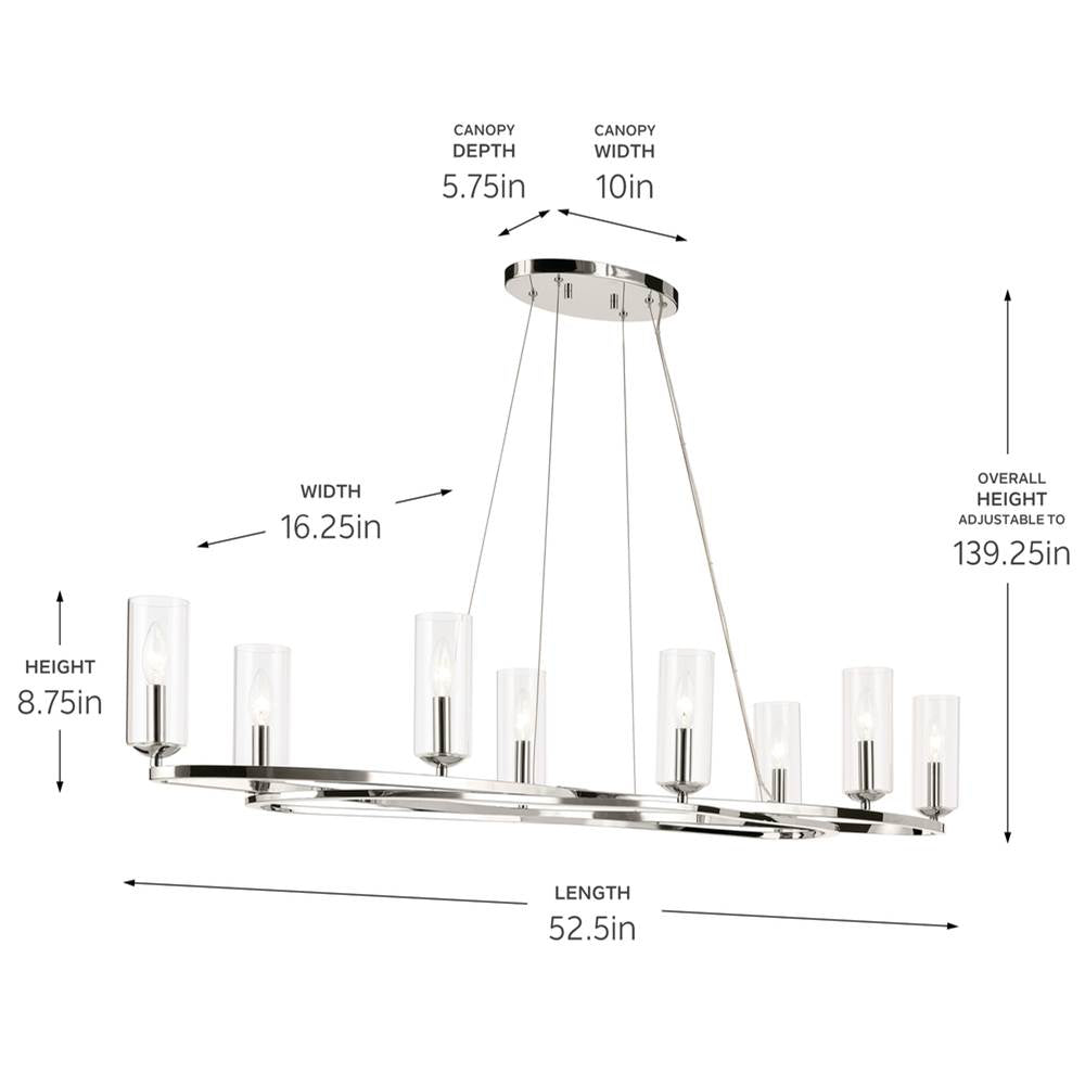 Kichler Lighting 52772PN Polished Nickel Oval Chandelier 8lt Image 2