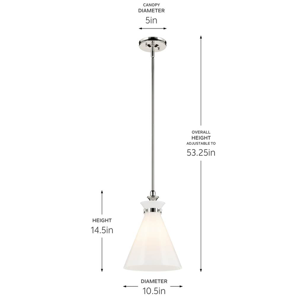 Kichler Lighting 52774PN Polished Nickel Pendant Medium 1lt Image 2