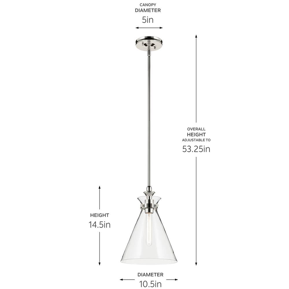 Kichler Lighting 52774PNCLR Polished Nickel Pendant Medium 1lt Image 2