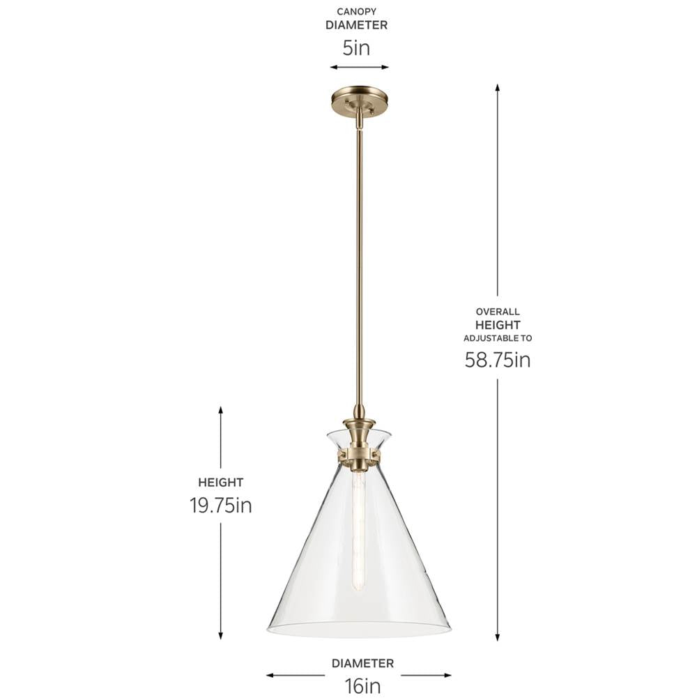 Kichler Lighting 52775CPZCLR Champagne Bronze Pendant Medium 1lt Image 2