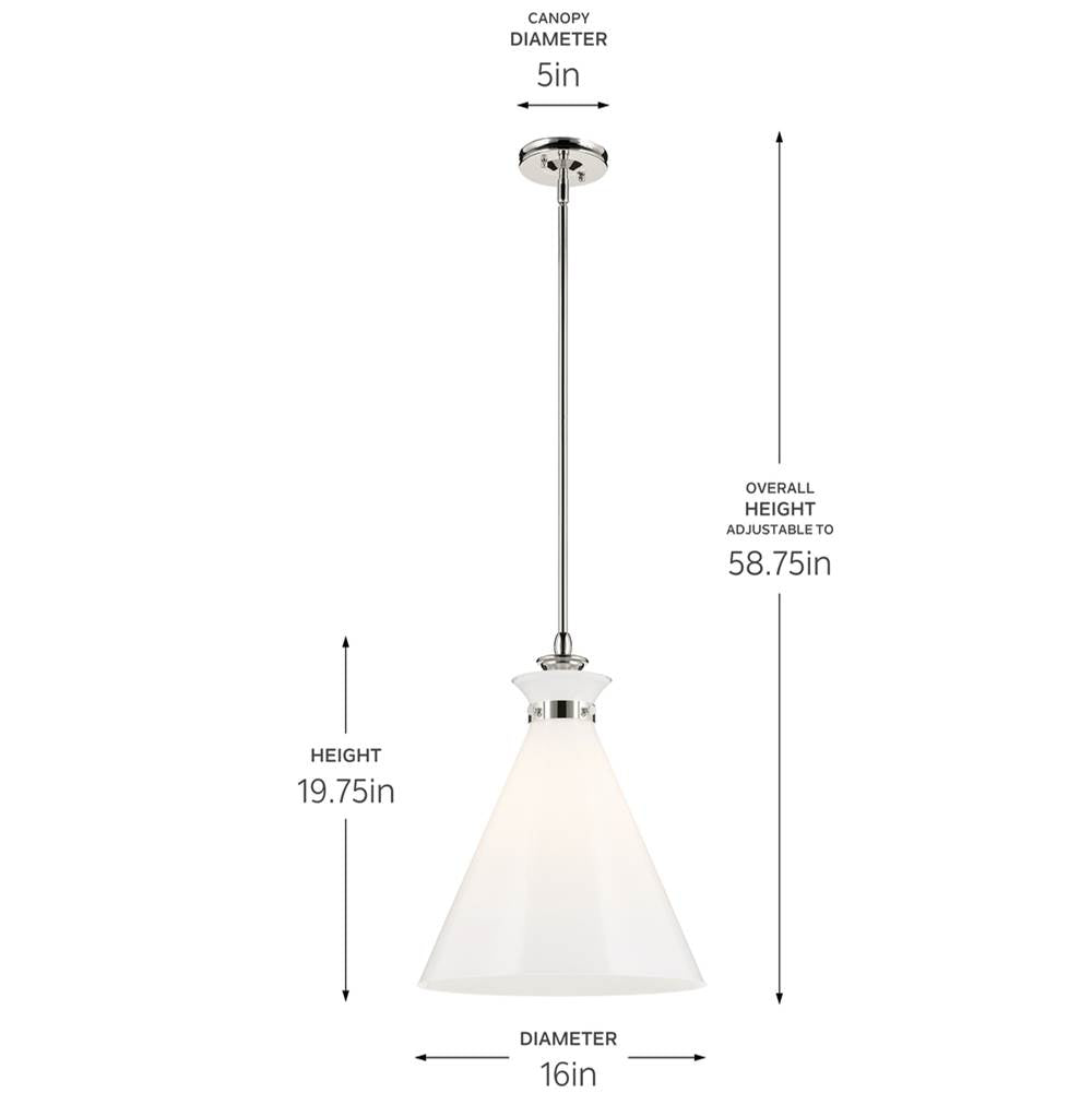 Kichler Lighting 52775PN Polished Nickel Pendant Medium 1lt Image 2