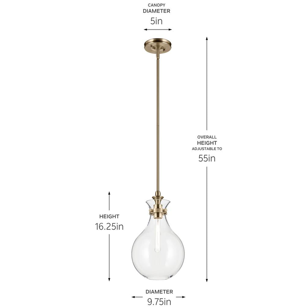 Kichler Lighting 52776CPZCLR Champagne Bronze Pendant Medium 1lt Image 2
