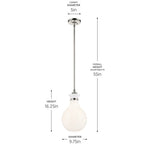Kichler Lighting 52776PN Polished Nickel Pendant Medium 1lt Image 2