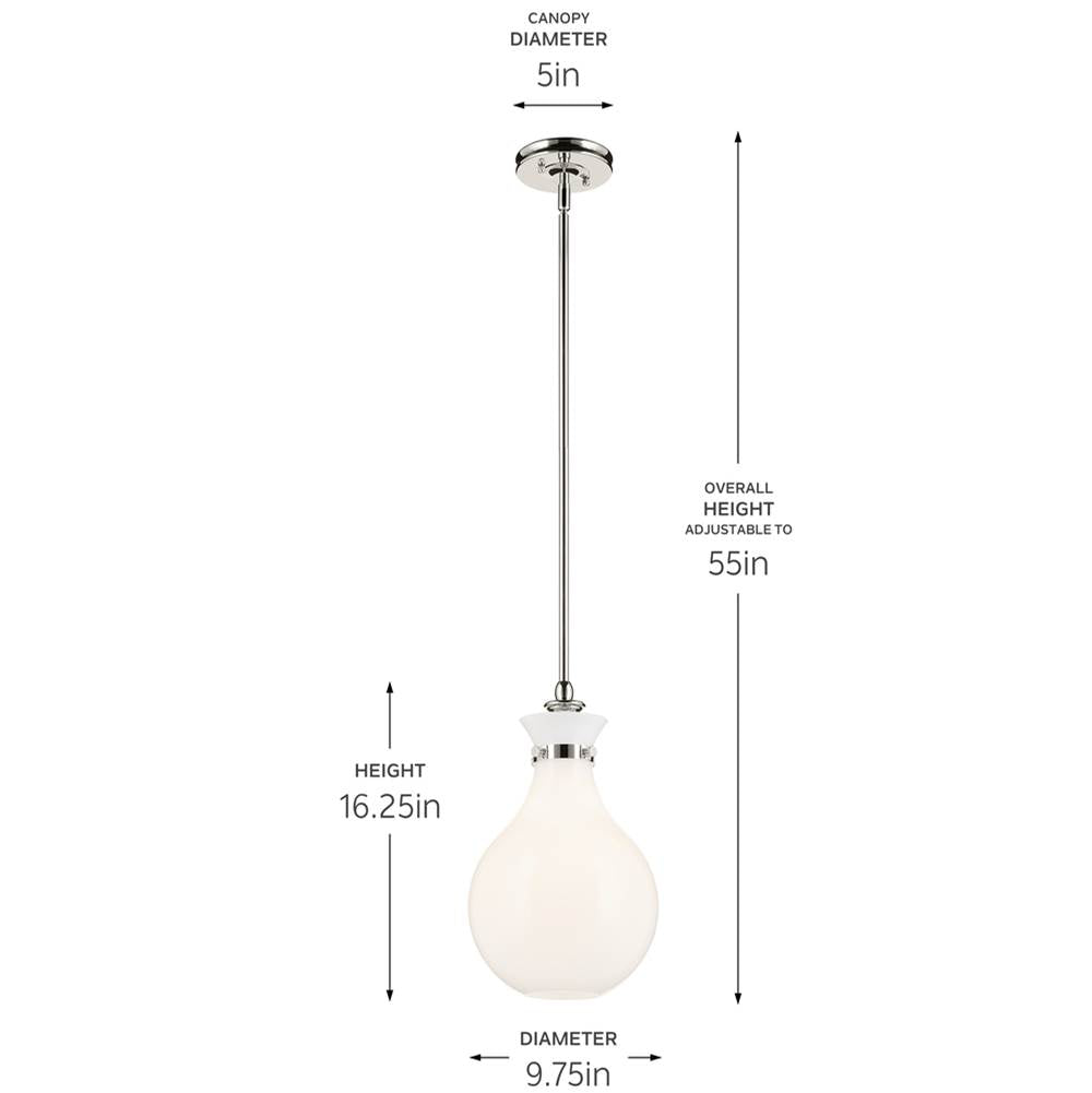 Kichler Lighting 52776PN Polished Nickel Pendant Medium 1lt Image 2