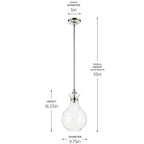 Kichler Lighting 52776PNCLR Polished Nickel Pendant Medium 1lt Image 2