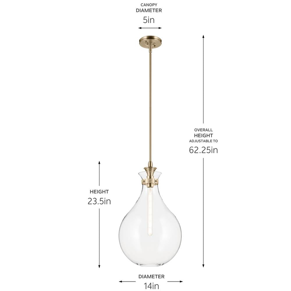 Kichler Lighting 52777CPZCLR Champagne Bronze Pendant Medium 1lt Image 2