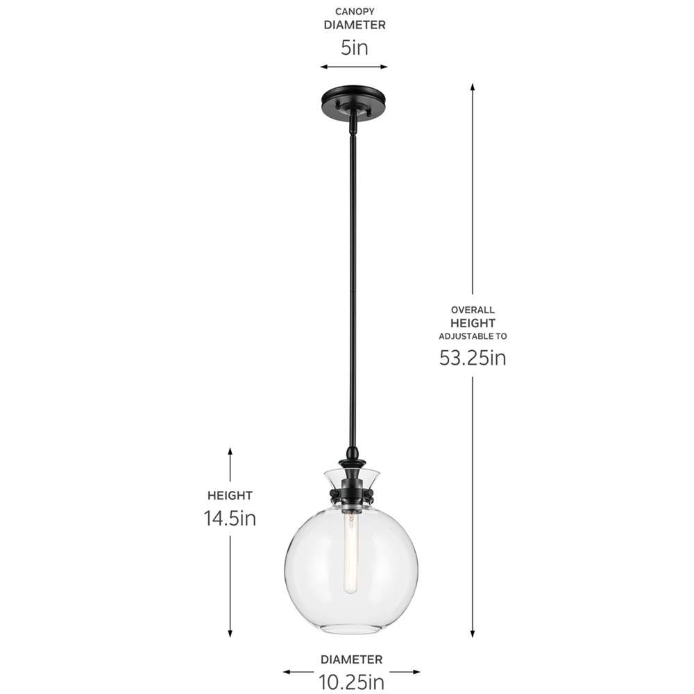 Kichler Lighting 52778BKCLR Black Pendant Medium 1lt Image 2