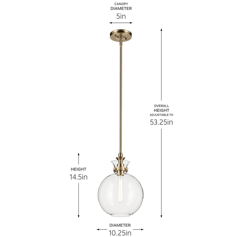 Kichler Lighting 52778CPZCLR Champagne Bronze Pendant Medium 1lt Image 2