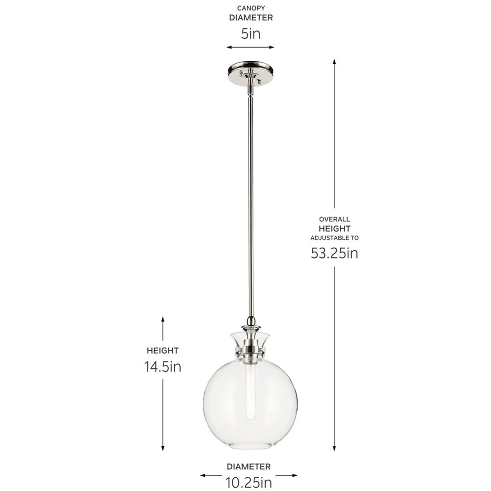 Kichler Lighting 52778PNCLR Polished Nickel Pendant Medium 1lt Image 2