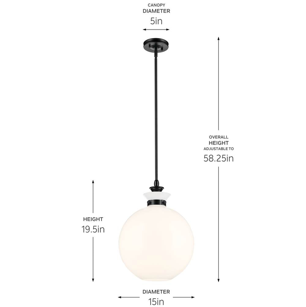 Kichler Lighting 52779BK Black Pendant Large 1lt Image 2