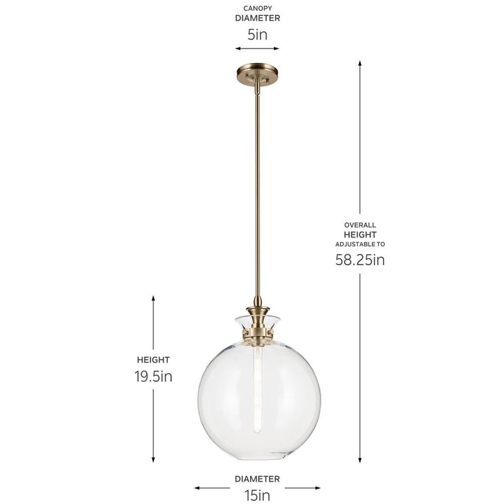 Kichler Lighting 52779CPZCLR Champagne Bronze Pendant Large 1lt Image 2