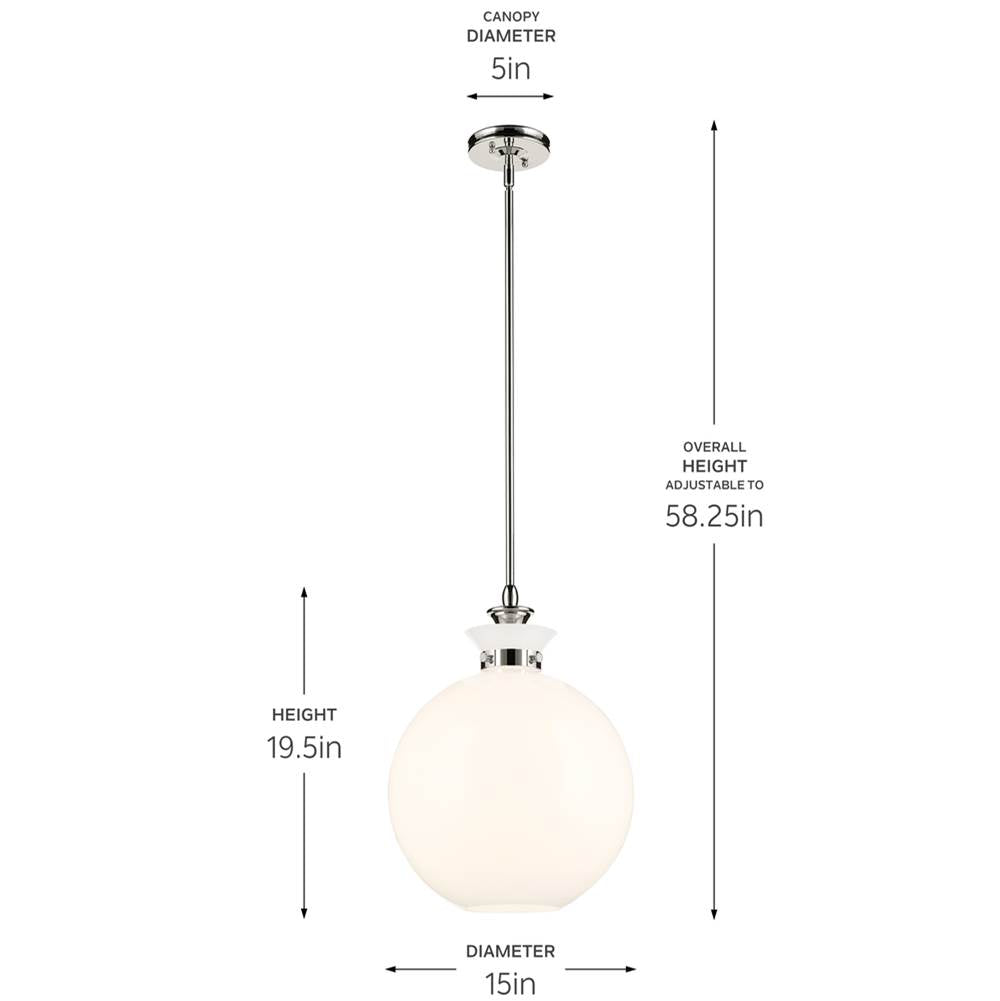 Kichler Lighting 52779PN Polished Nickel Pendant Large 1lt Image 2