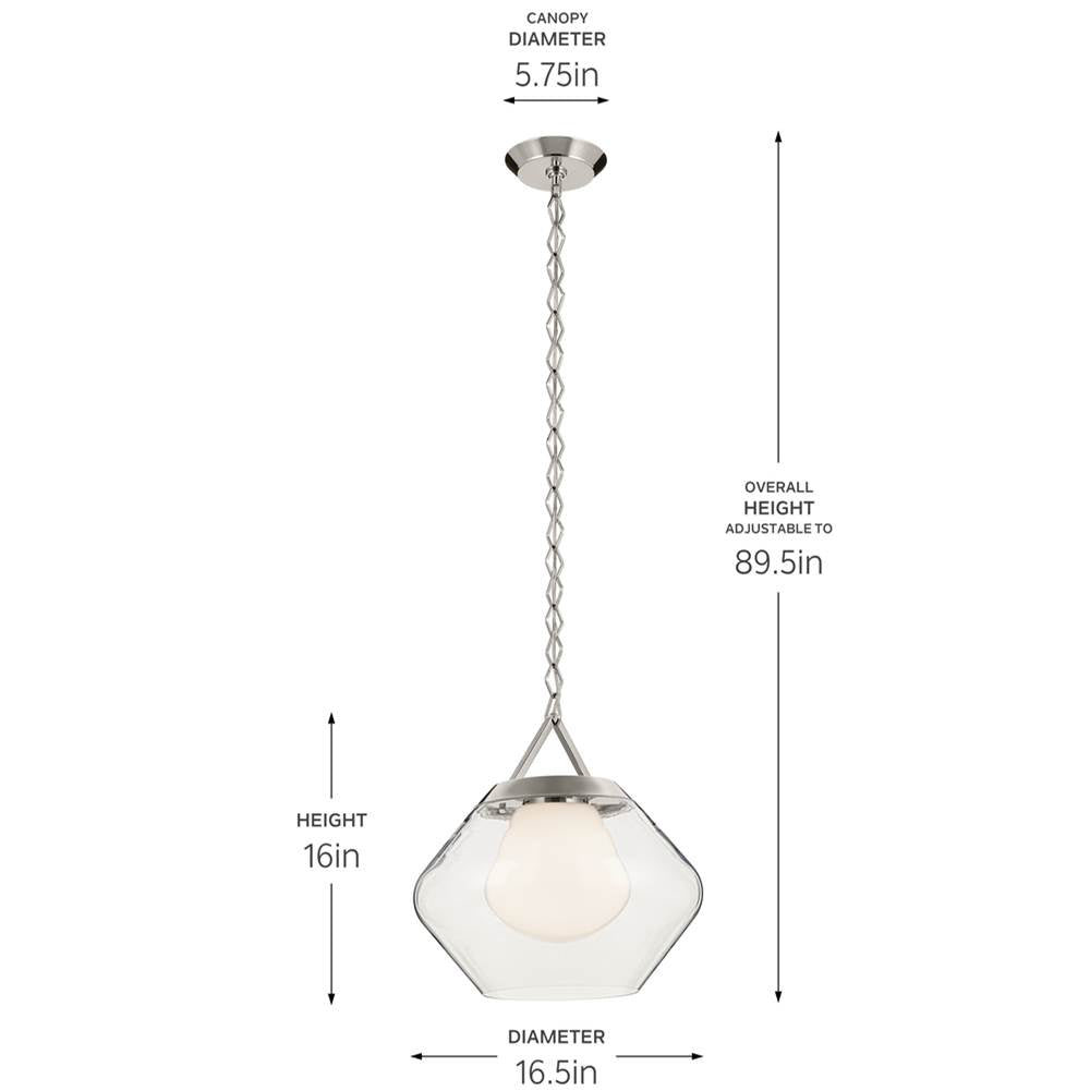 Kichler Lighting 52783PN Polished Nickel Pendant Large 1lt Image 2