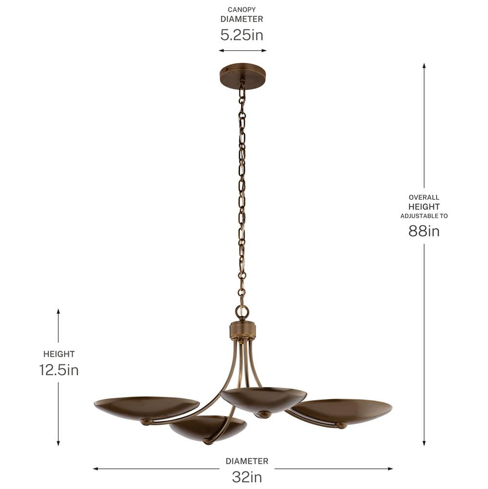 Kichler Lighting 52854LBRLBZ  Chandelier/semi Flush 4lt Image 7