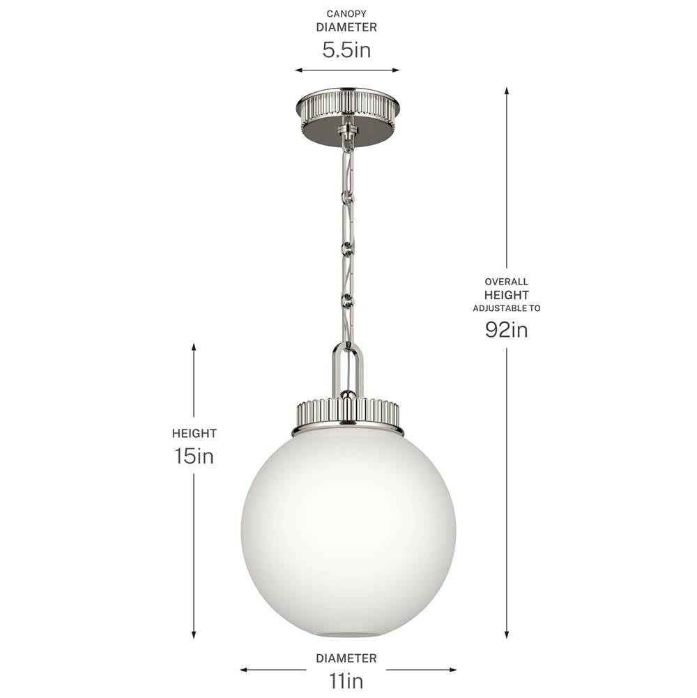 Kichler Lighting 52866PN Polished Nickel Pendant 1lt Image 4