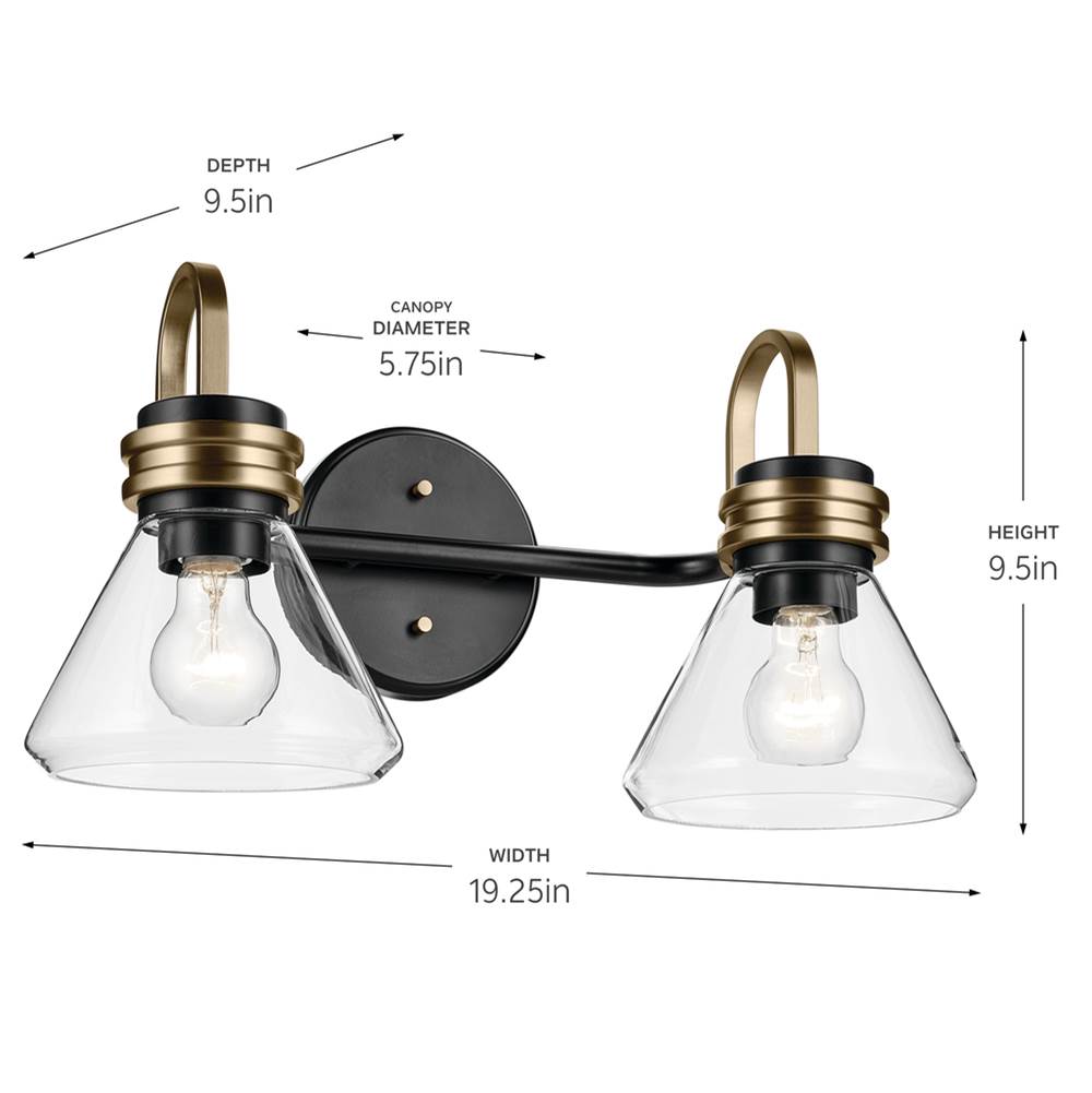 Kichler Lighting 55154BKCLR Black Bath 2lt Image 3
