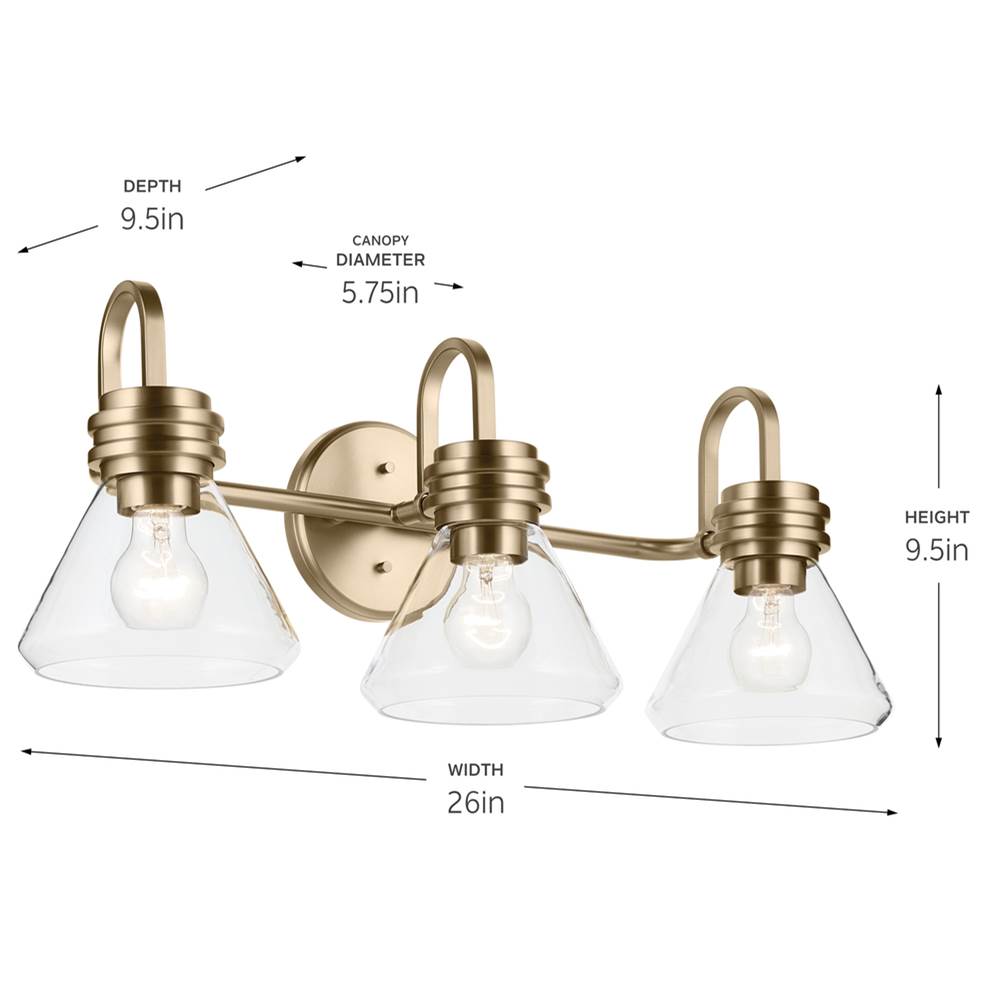 Kichler Lighting 55155CPZCLR Champagne Bronze Bath 3lt Image 2