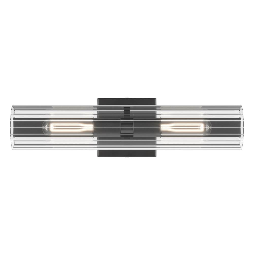 Kichler Lighting 55166BK Black Jemsa 18 Inch 2 Light Wall Sconce With Clear Fluted Glass In Black Image 6