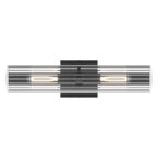 Kichler Lighting 55166BK Black Jemsa 18 Inch 2 Light Wall Sconce With Clear Fluted Glass In Black Image 6