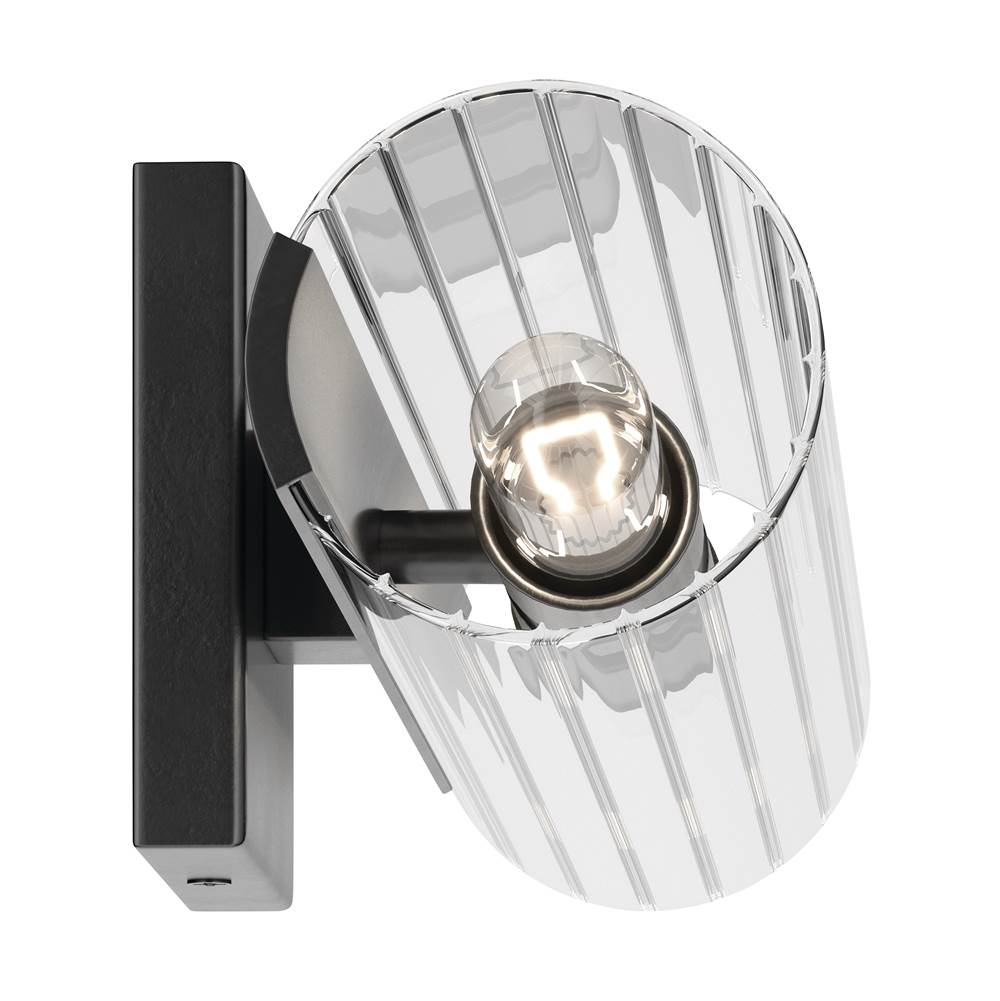 Kichler Lighting 55166BK Black Jemsa 18 Inch 2 Light Wall Sconce With Clear Fluted Glass In Black Image 5