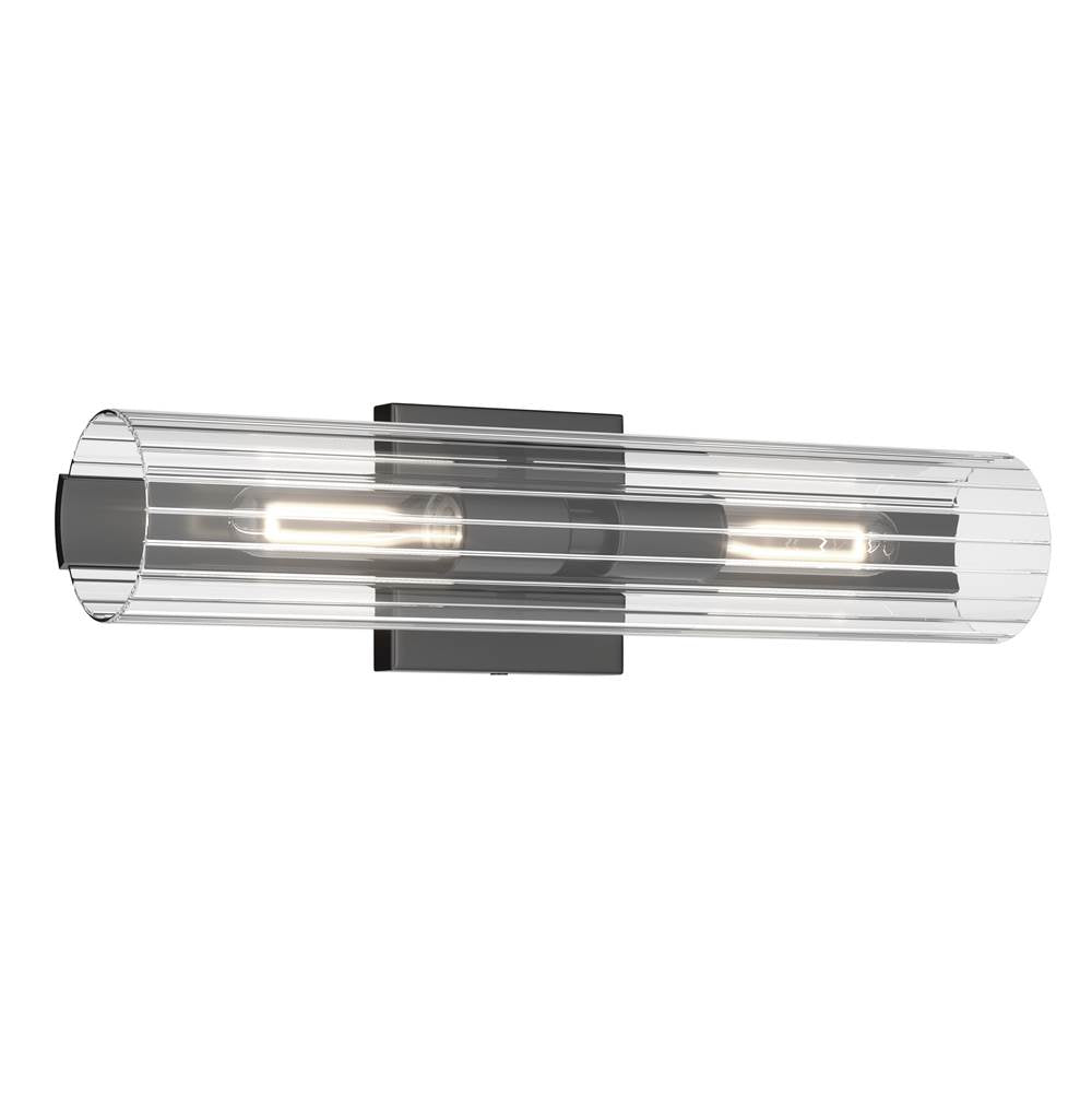 Kichler Lighting 55166BK Black Jemsa 18 Inch 2 Light Wall Sconce With Clear Fluted Glass In Black Image 1