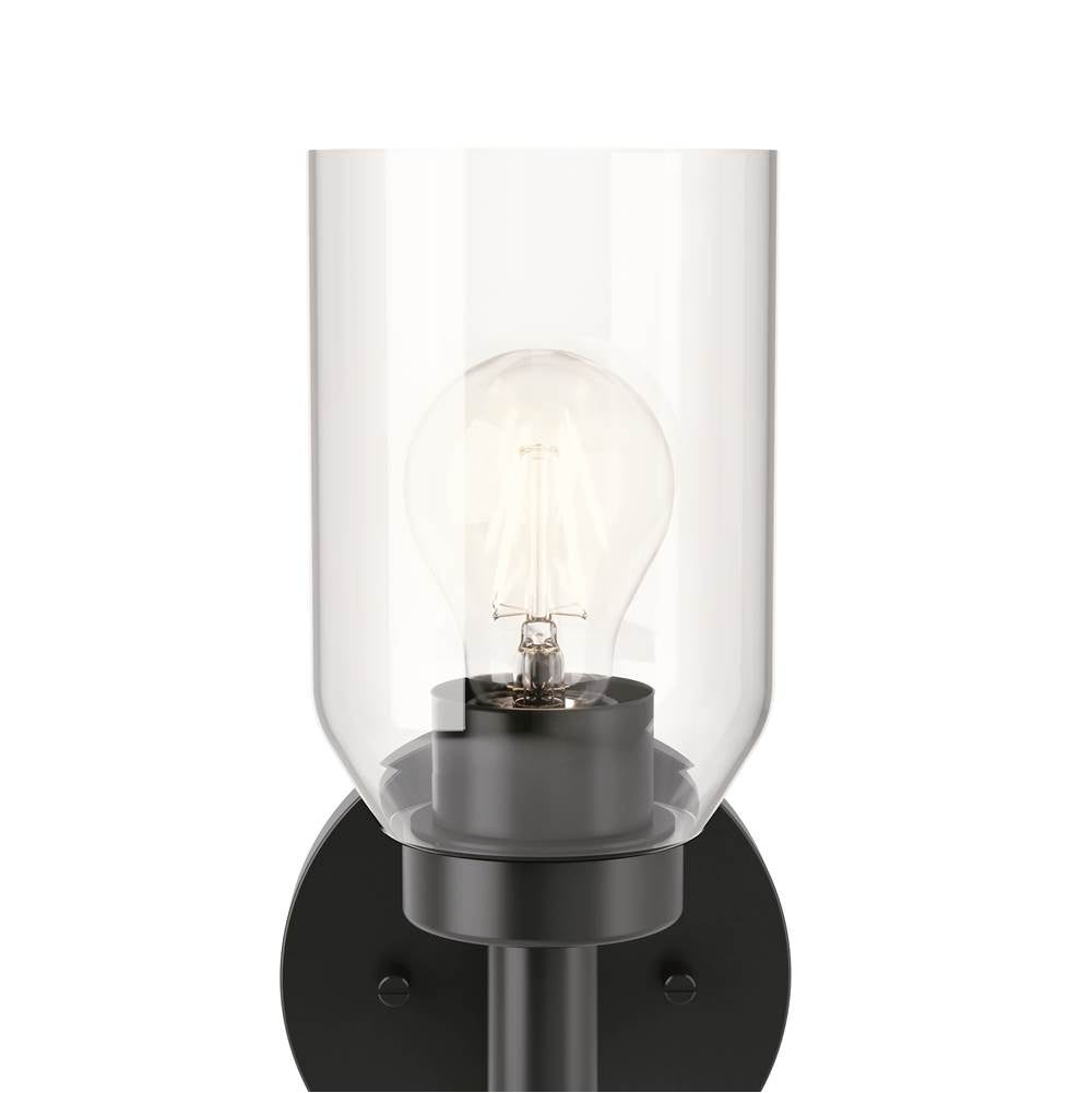 Kichler Lighting 55183BK Black Madden 14.75 Inch 1 Light Wall Sconce With Clear Glass In Black Image 2