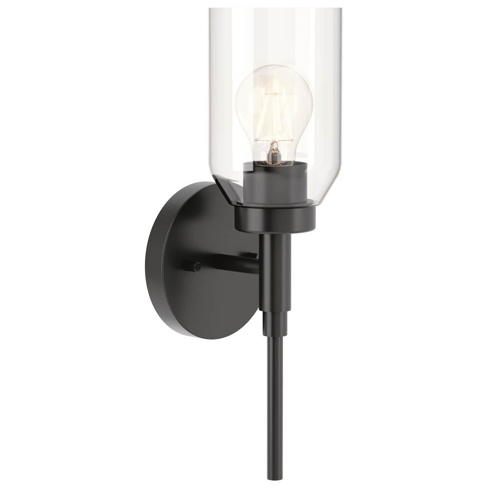 Kichler Lighting 55183BK Black Madden 14.75 Inch 1 Light Wall Sconce With Clear Glass In Black Image 1