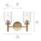 Kichler Lighting 55184CPZ Champagne Bronze Madden 14.25 Inch 2 Light Vanity With Clear Glass In Champagne Bronze Image 4