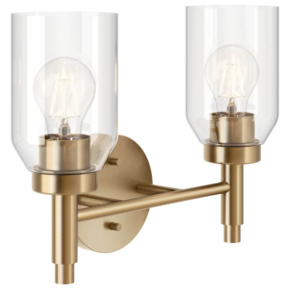 Kichler Lighting 55184CPZ Champagne Bronze Madden 14.25 Inch 2 Light Vanity With Clear Glass In Champagne Bronze Image 2
