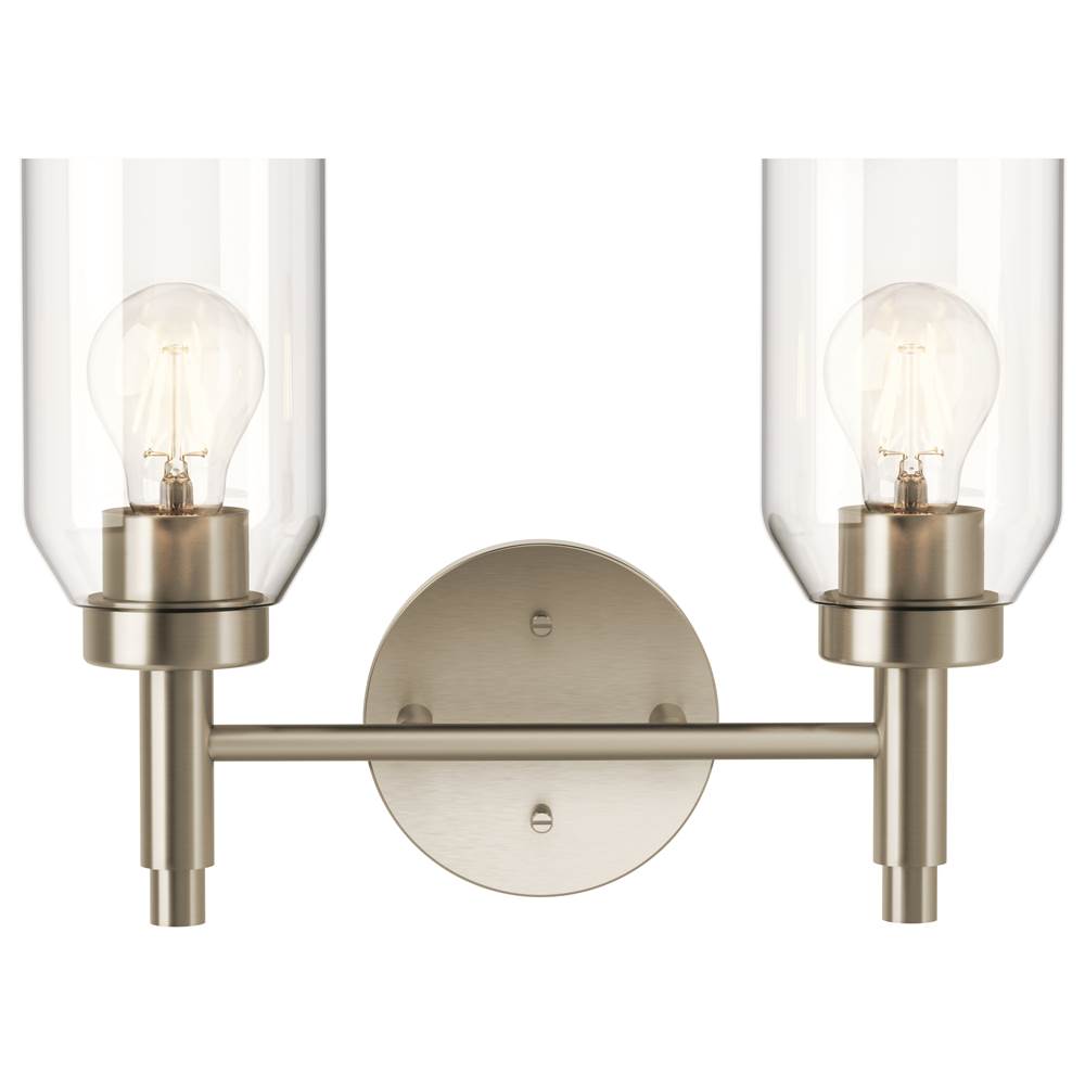 Kichler Lighting Madden 14.25 Inch 2 Light Vanity With Clear Glass In Brushed Nickel