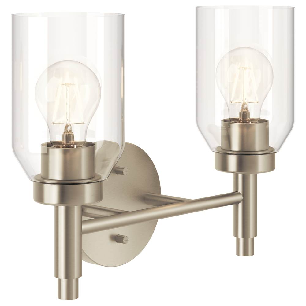 Kichler Lighting 55184NI Brushed Nickel Madden 14.25 Inch 2 Light Vanity With Clear Glass In Brushed Nickel Image 1